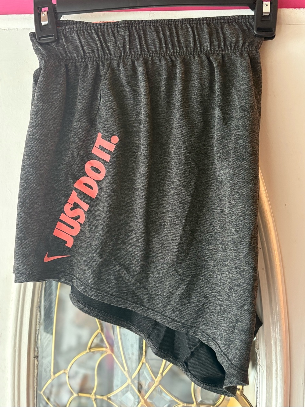 Nike charcoal shorts with Orange Lining
